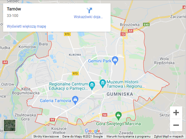 mapa tarnowa strony tarnow